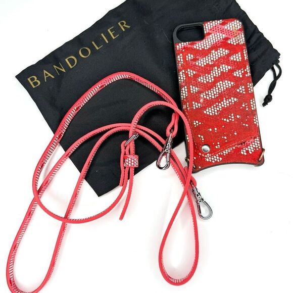 Bandolier Crossbody EMMA Phone Case with Strap – Red Python – iPhone 7/8/SE – Co - Picture 1 of 5